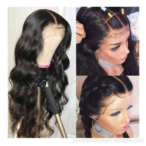 wholesale 10A High Quality Virgin hair Body wave Brazilian Real 100% Human Hair Lace Front Wig Raw Indian Lace Closure Wig